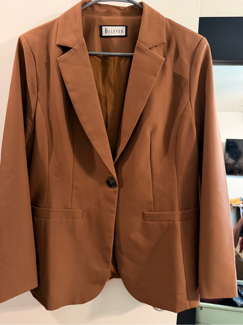Elleven Women's Single-Button Brown Blazer